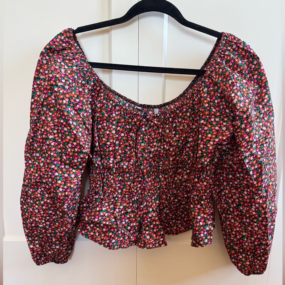 Zara Floral Blouse - Red and Pink
